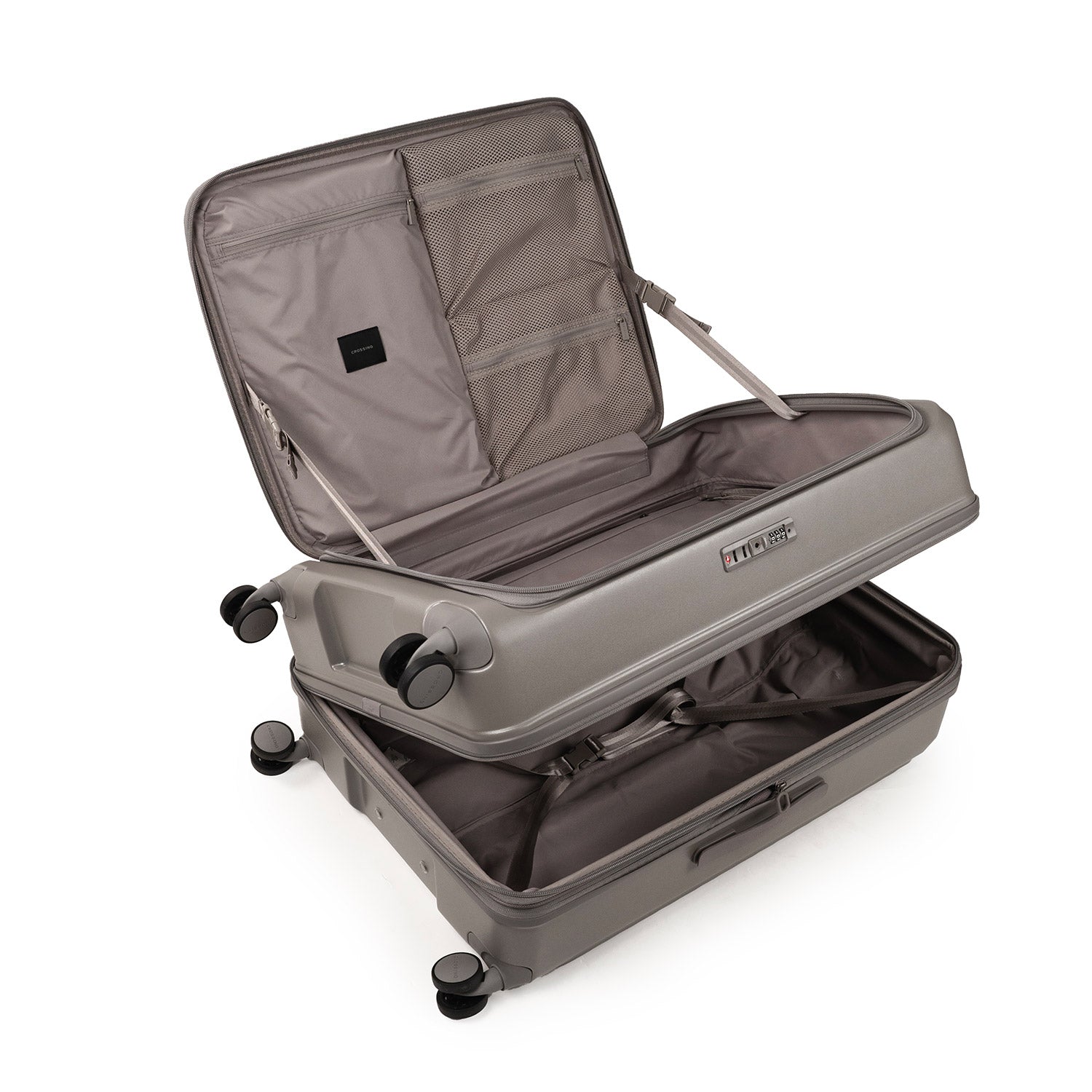 CROSSING INVI 30" Large Expandable Luggage With Front & Middle Access - Latte