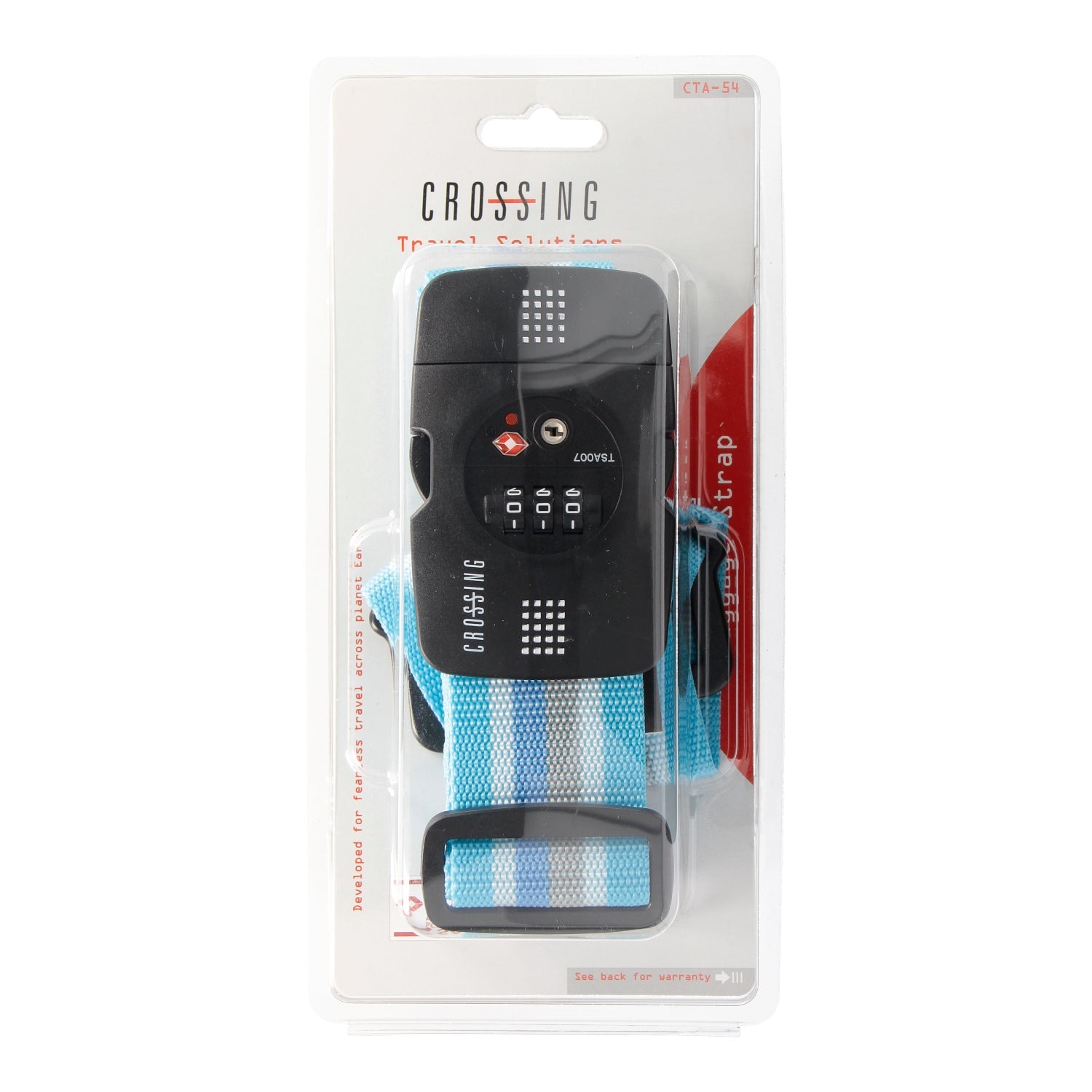 Crossing Double Travel Sentry Approved Luggage Strap (Light Blue Stripes)