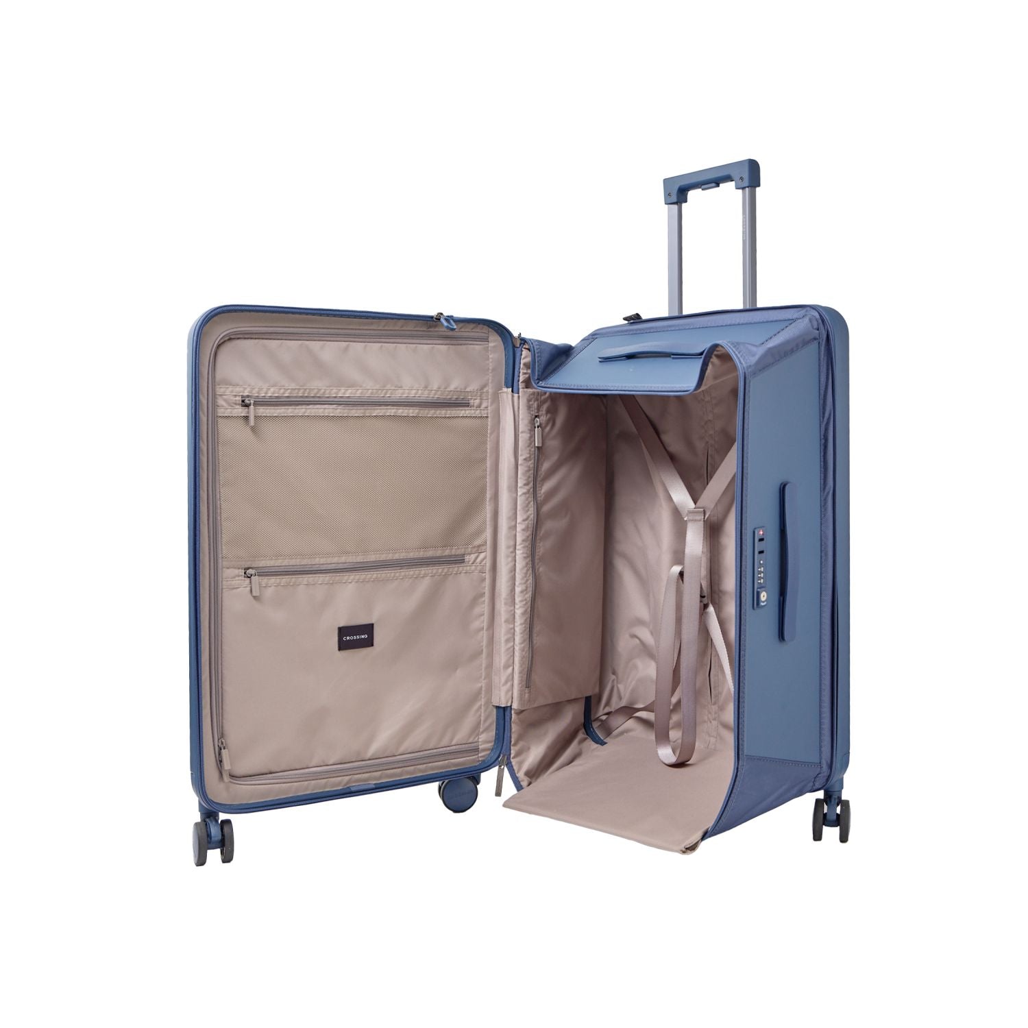Crossing Ori Collapsible Polycarbonate 20" Carry On Luggage - Pewter Blue