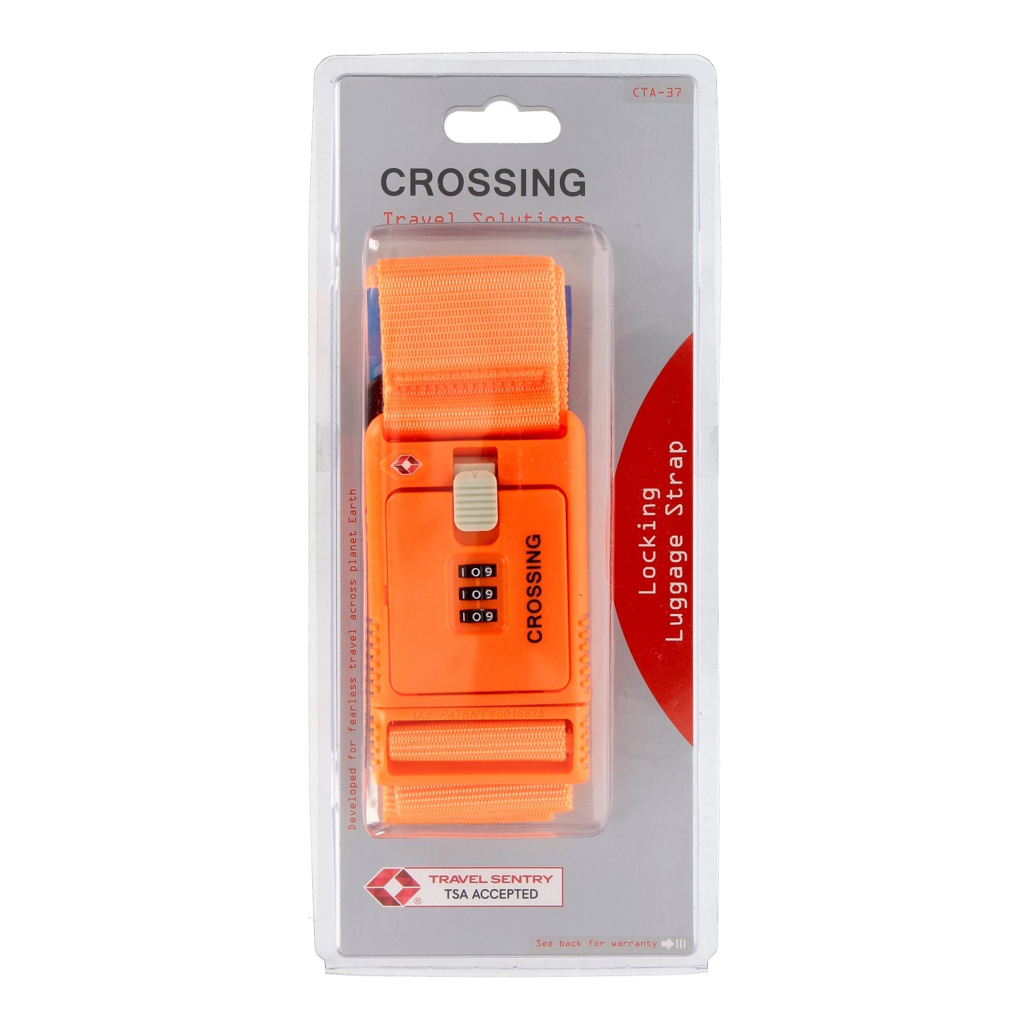 Crossing Travel Sentry Approved Locking Luggage Strap (Orange)