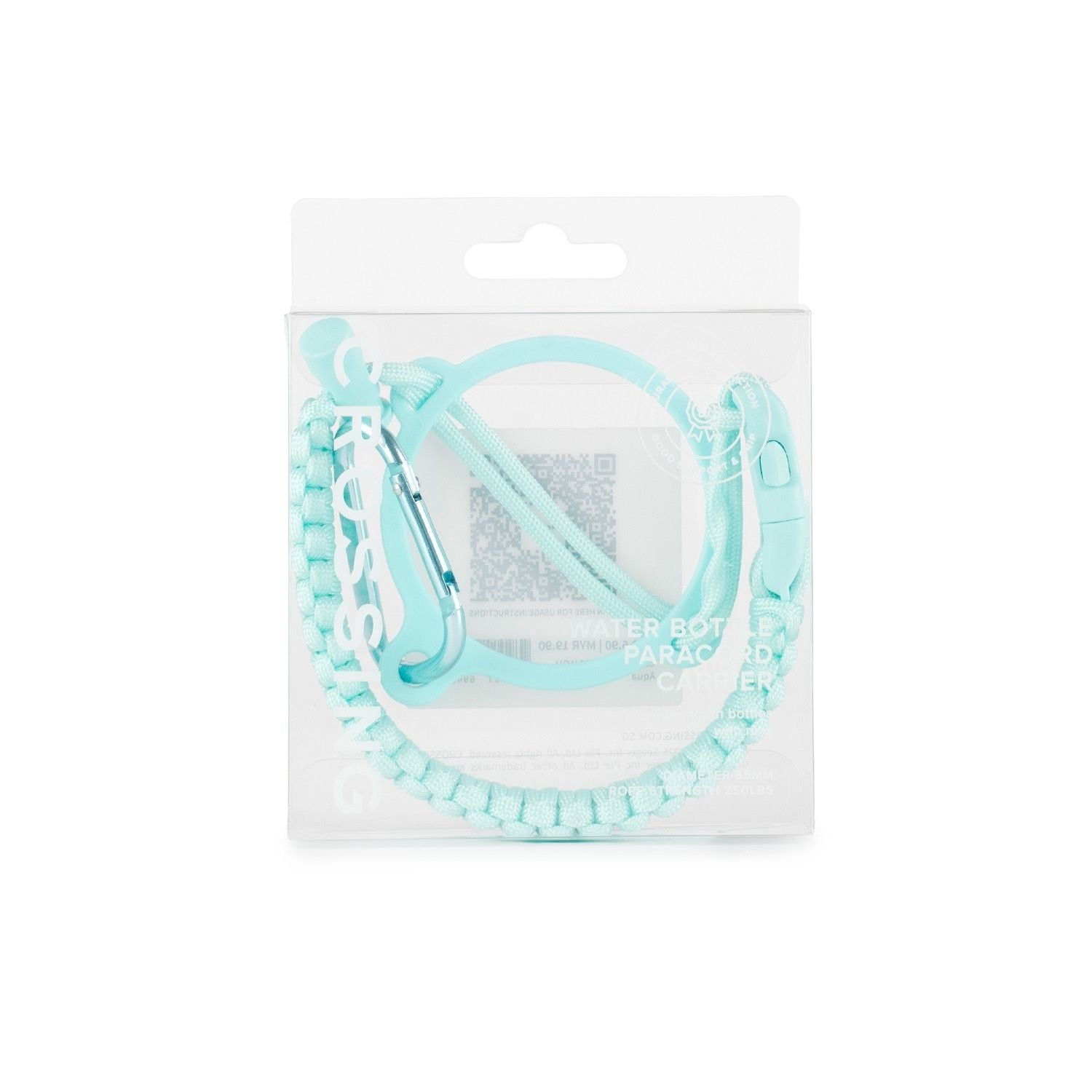 Crossing Paracord Bottle Carrier Strap with Carabiner - Aqua