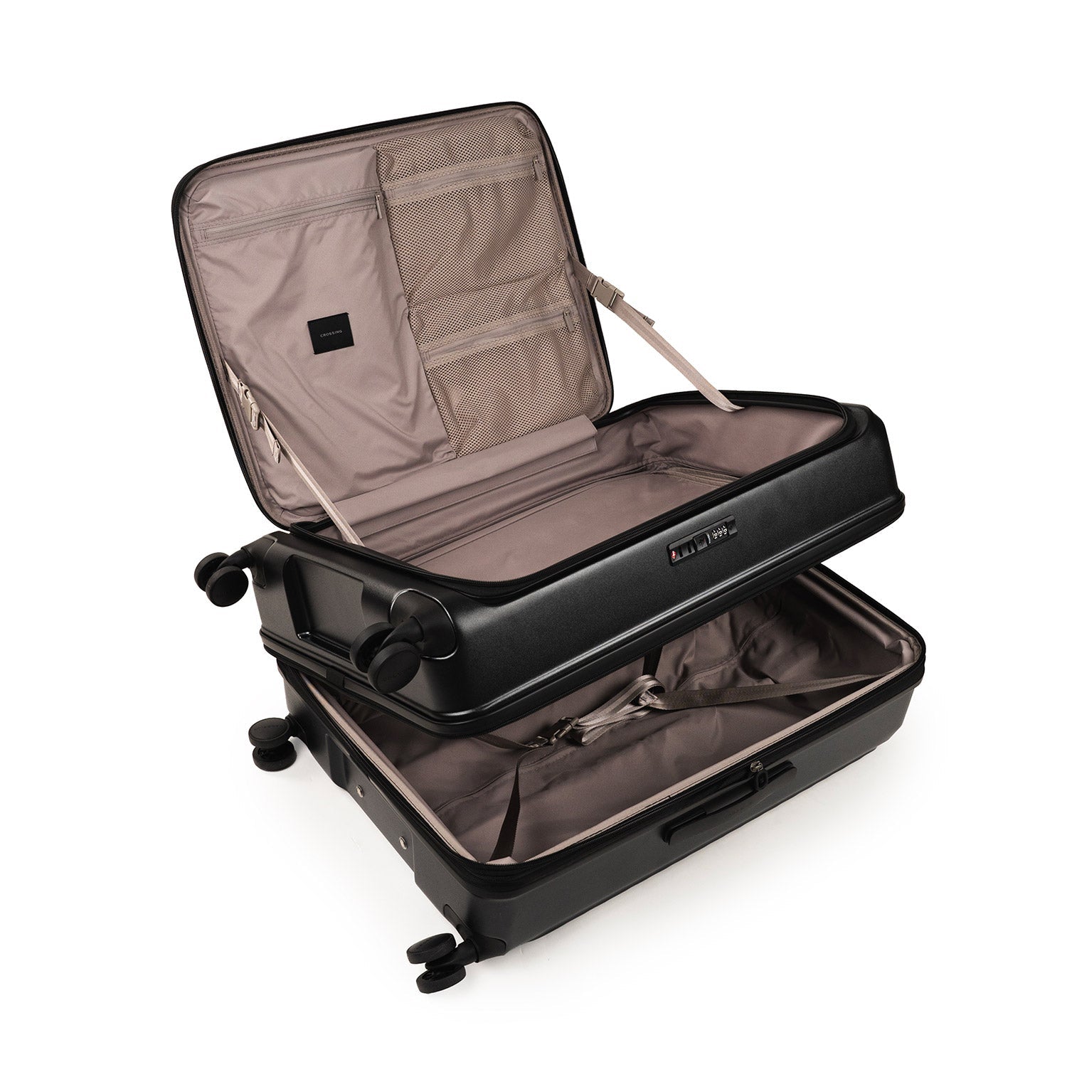 CROSSING INVI 30" Large Expandable Luggage With Front & Middle Access - Black