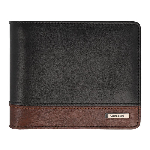 Crossing Antique Bi-fold Leather Wallet With Flap And Coin Pouch - Timber - Black
