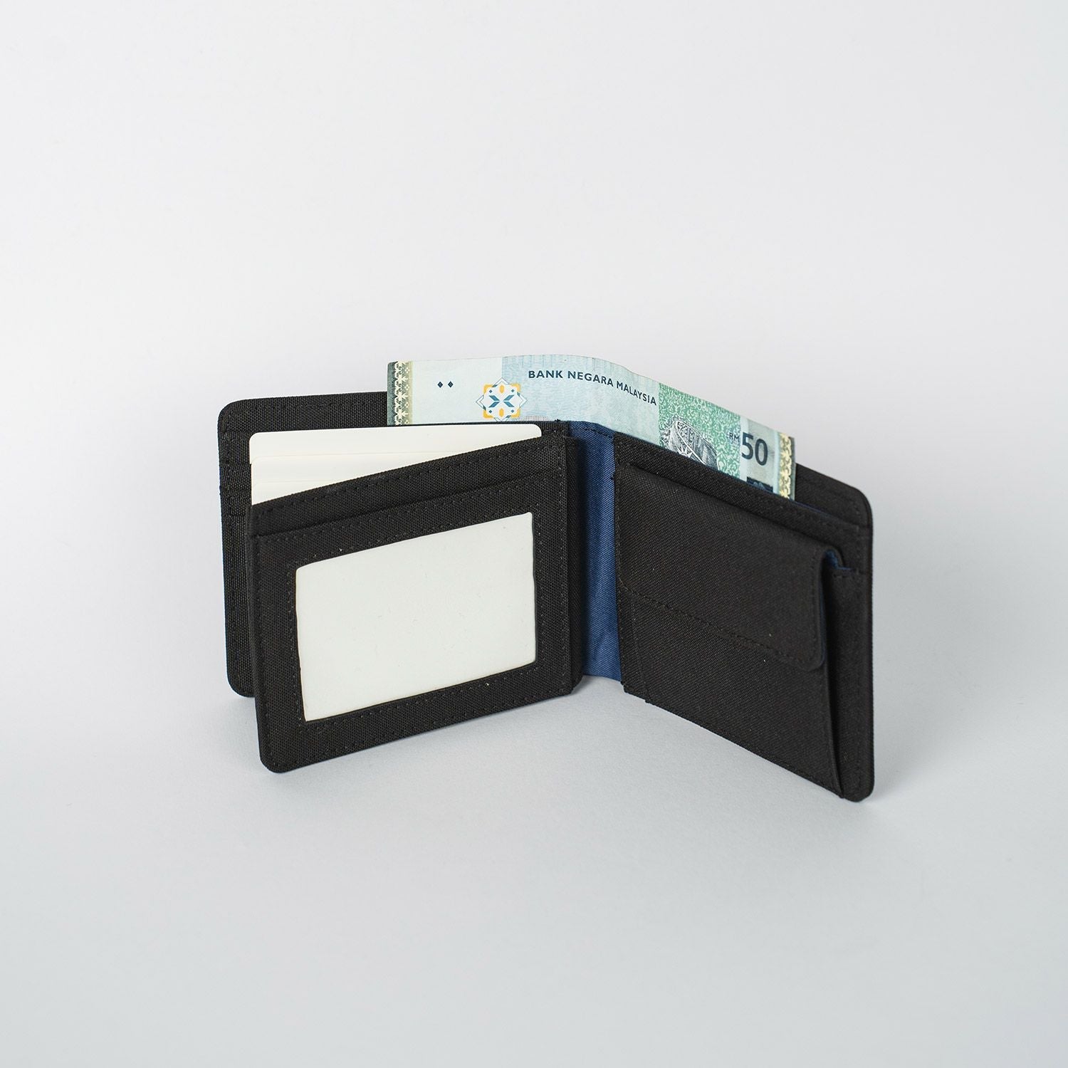 Crossing Bifold Wallet with Coin Pocket & Card Flap RFID - Black