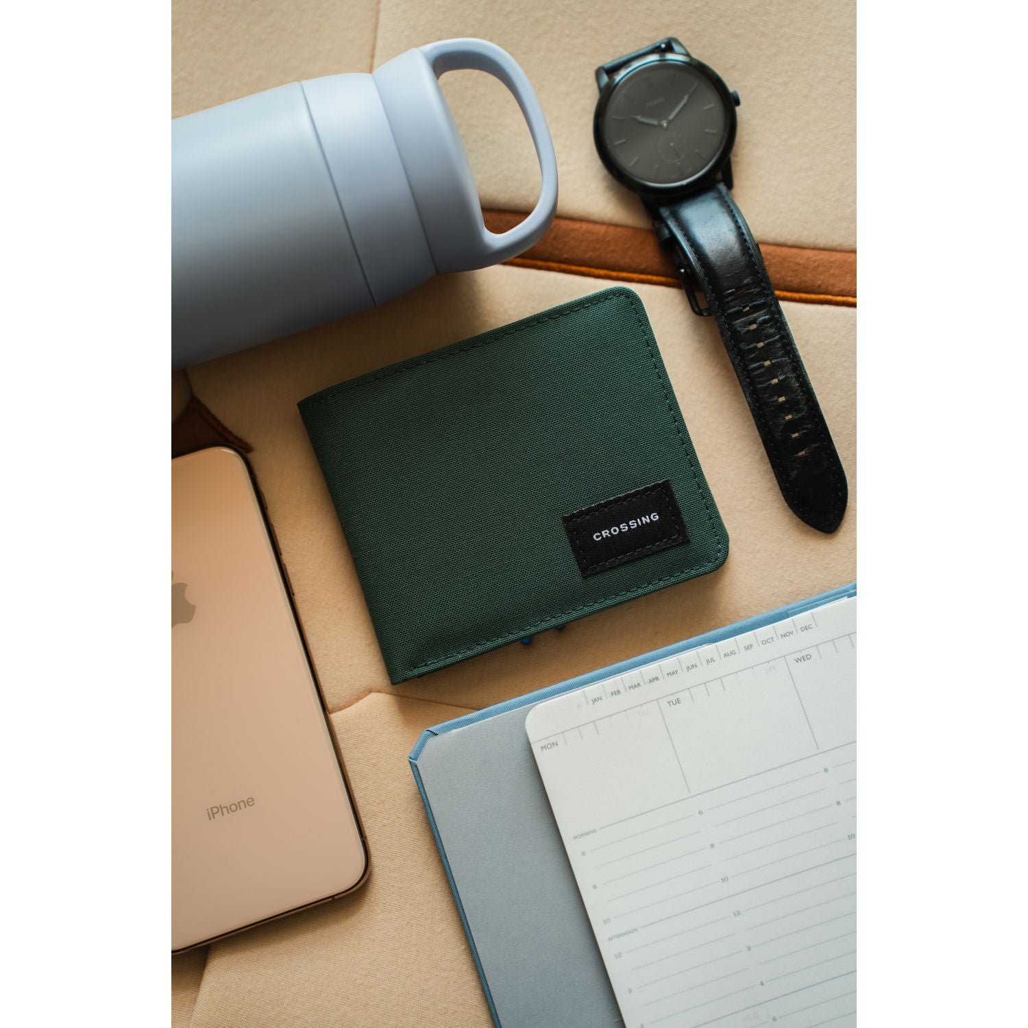 Crossing Bifold Wallet with Coin Pocket & Card Flap RFID - Green