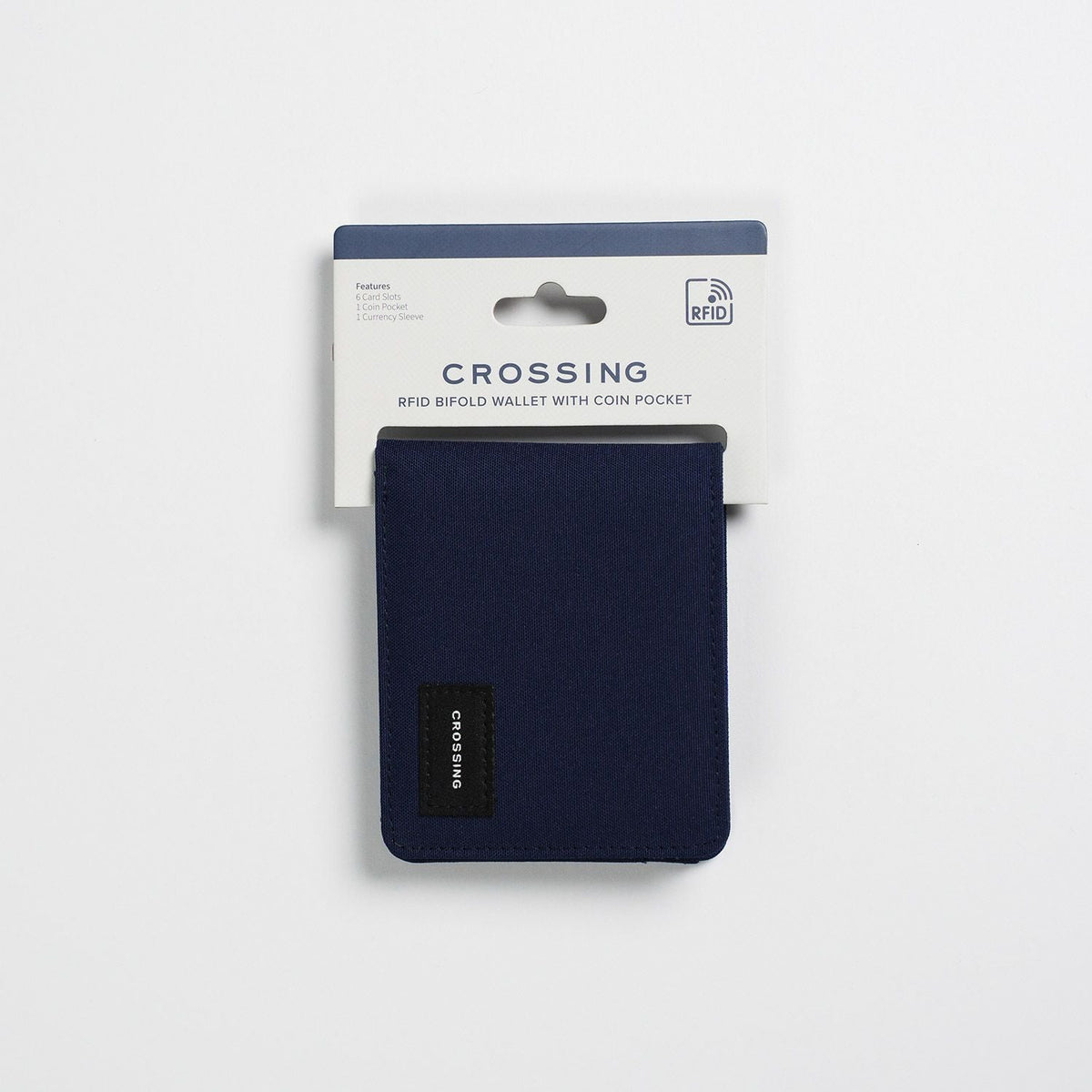 Crossing Bifold Wallet with Coin Pocket & Card Flap RFID - Navy