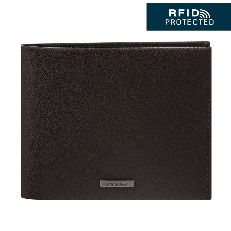Crossing Elite Bi-fold Leather Wallet [12 Card Slots] RFID - Chocolate