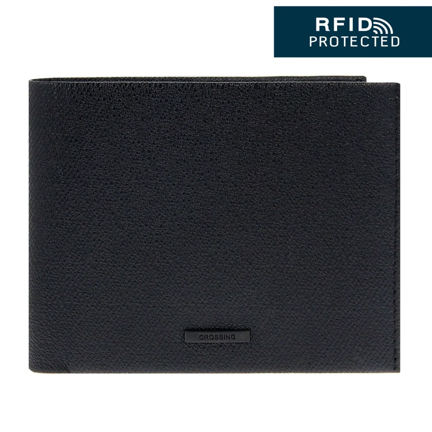 Crossing Elite Bi-fold Leather Wallet With Coin Pouch RFID - Black