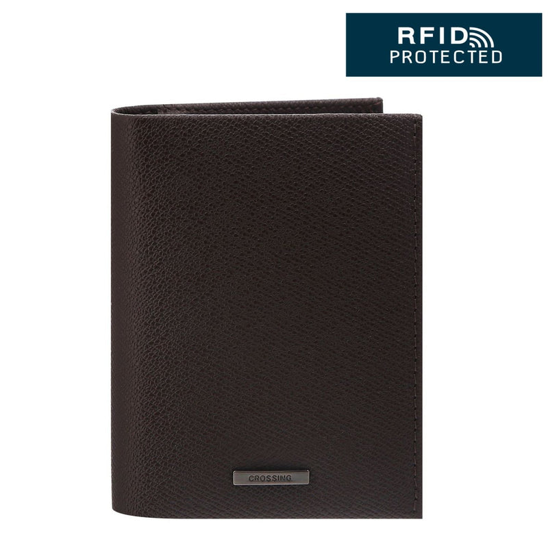 Crossing Elite Short Leather Wallet With Coin Pouch RFID - Chocolate