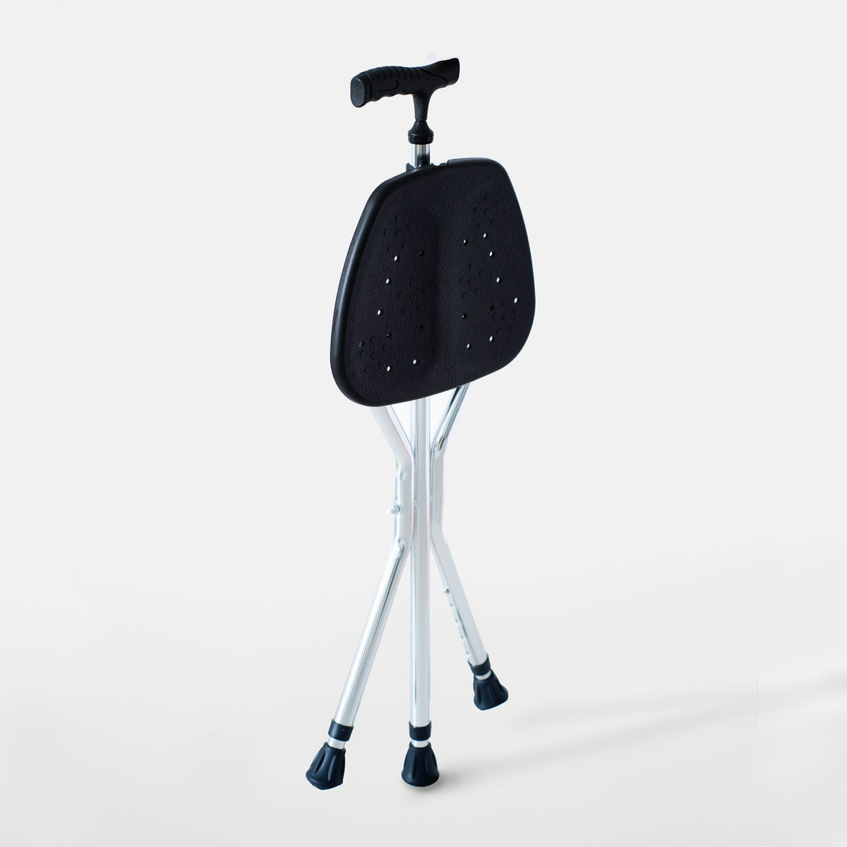 Crossing Folding Walking Stick With Seat - Black