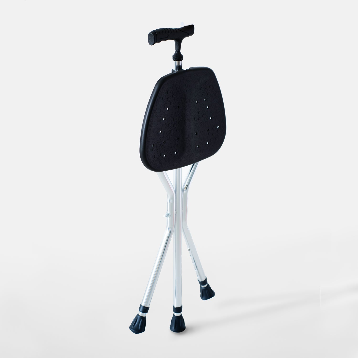 Crossing Folding Walking Stick With Seat - Black