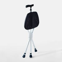 Crossing Folding Walking Stick With Seat - Black