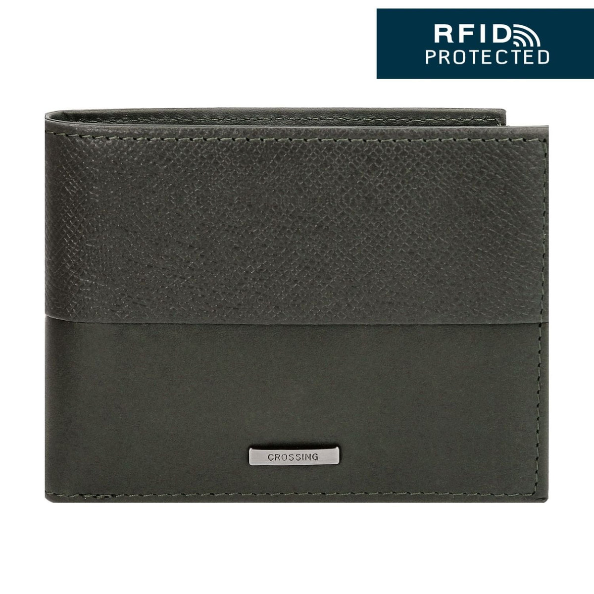 Crossing Infinite Slim Leather Wallet With Coin Pocket [5 Card Slots] RFID - Khaki