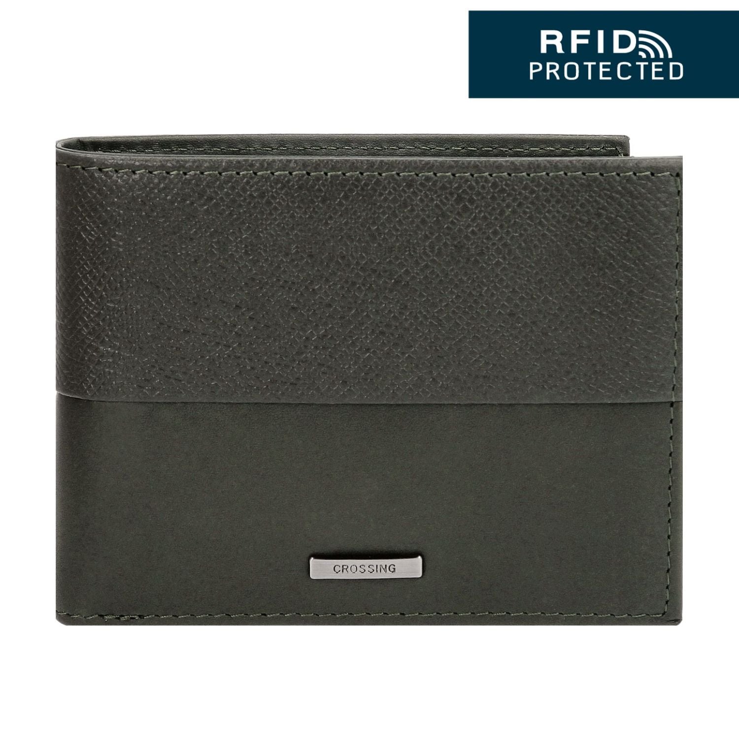 Crossing Infinite Slim Leather Wallet With Coin Pocket [5 Card Slots] RFID - Khaki