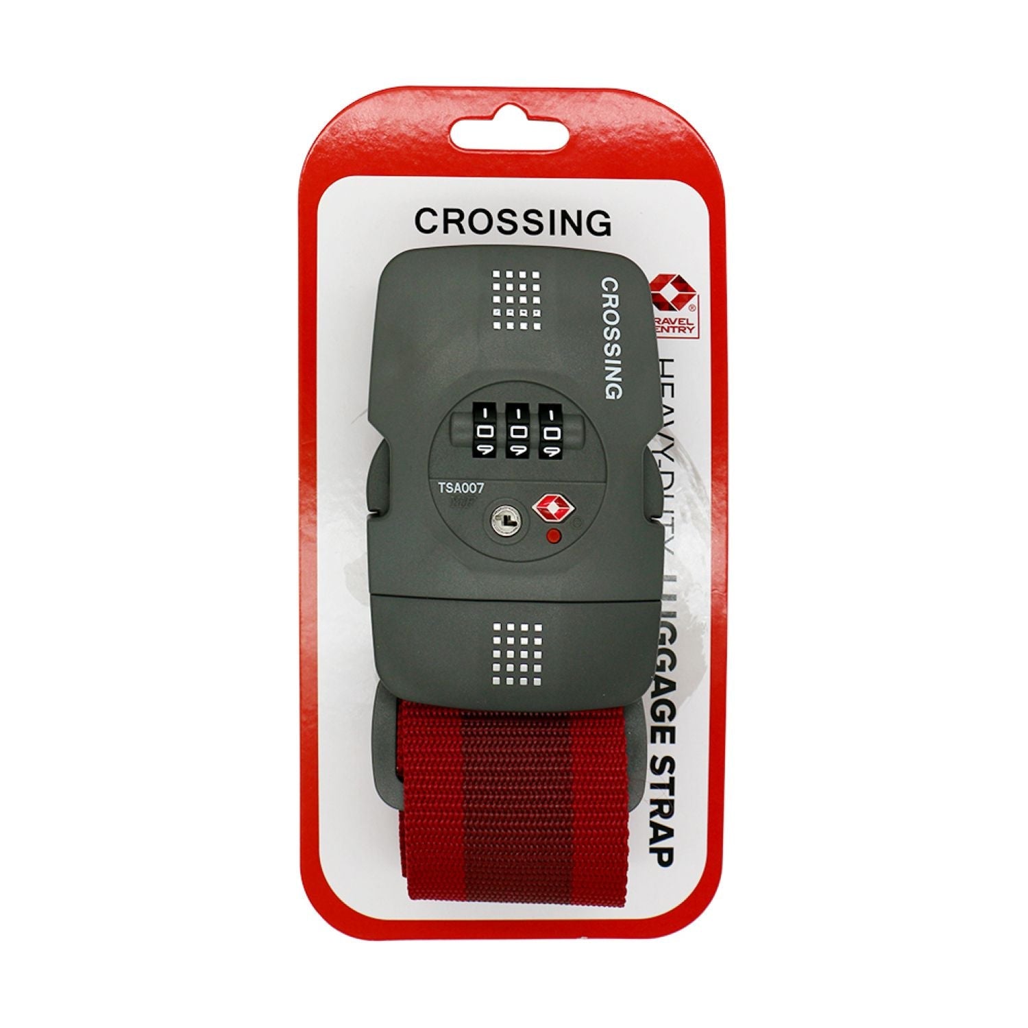 Crossing Luggage Strap With 3 Dial TSA Lock - Burgundy