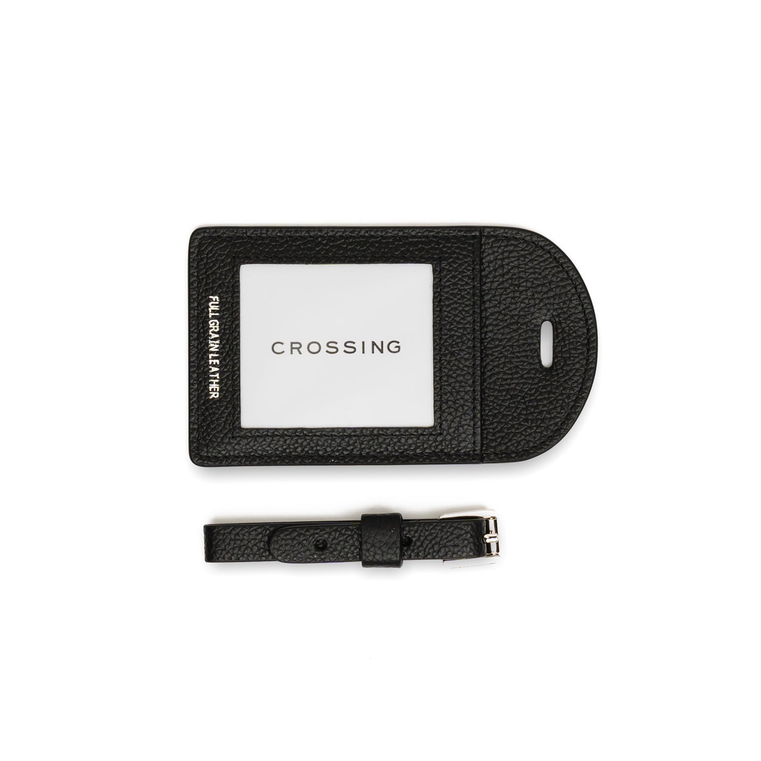 Crossing Milano Leather Luggage Tag - Black