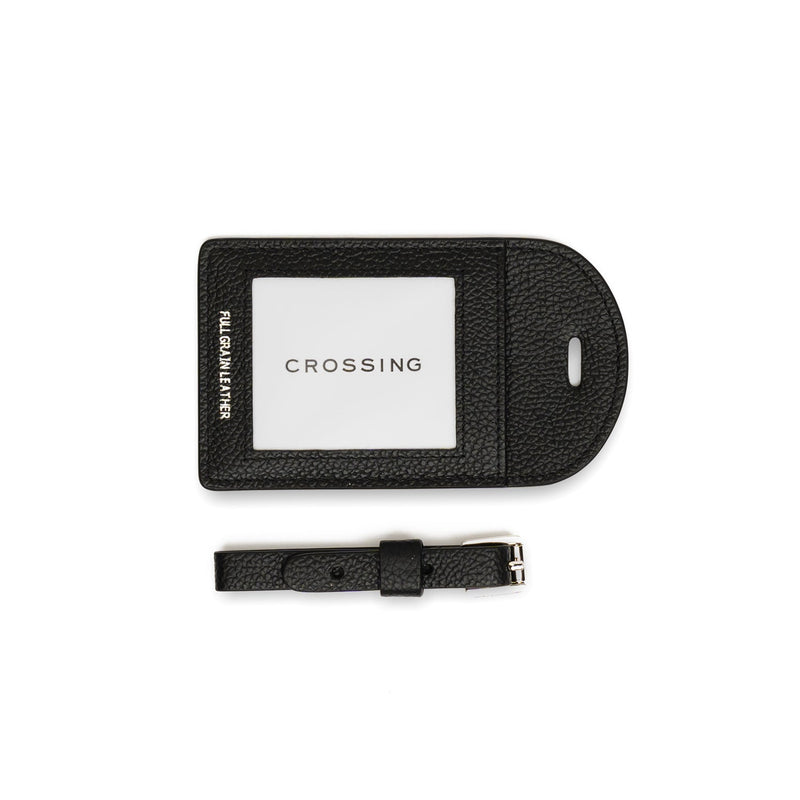 Crossing Milano Leather Luggage Tag - Black