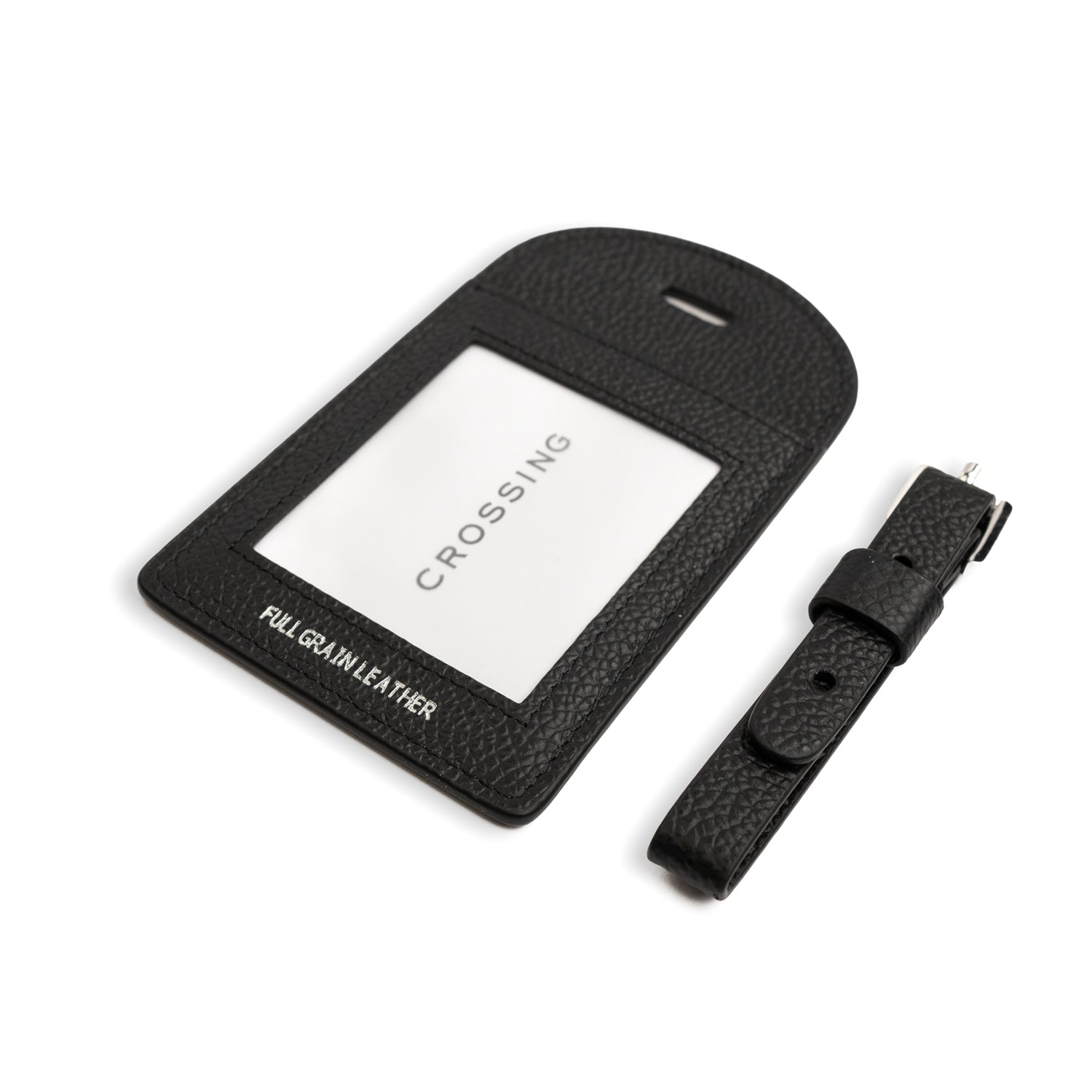 Crossing Milano Leather Luggage Tag - Black