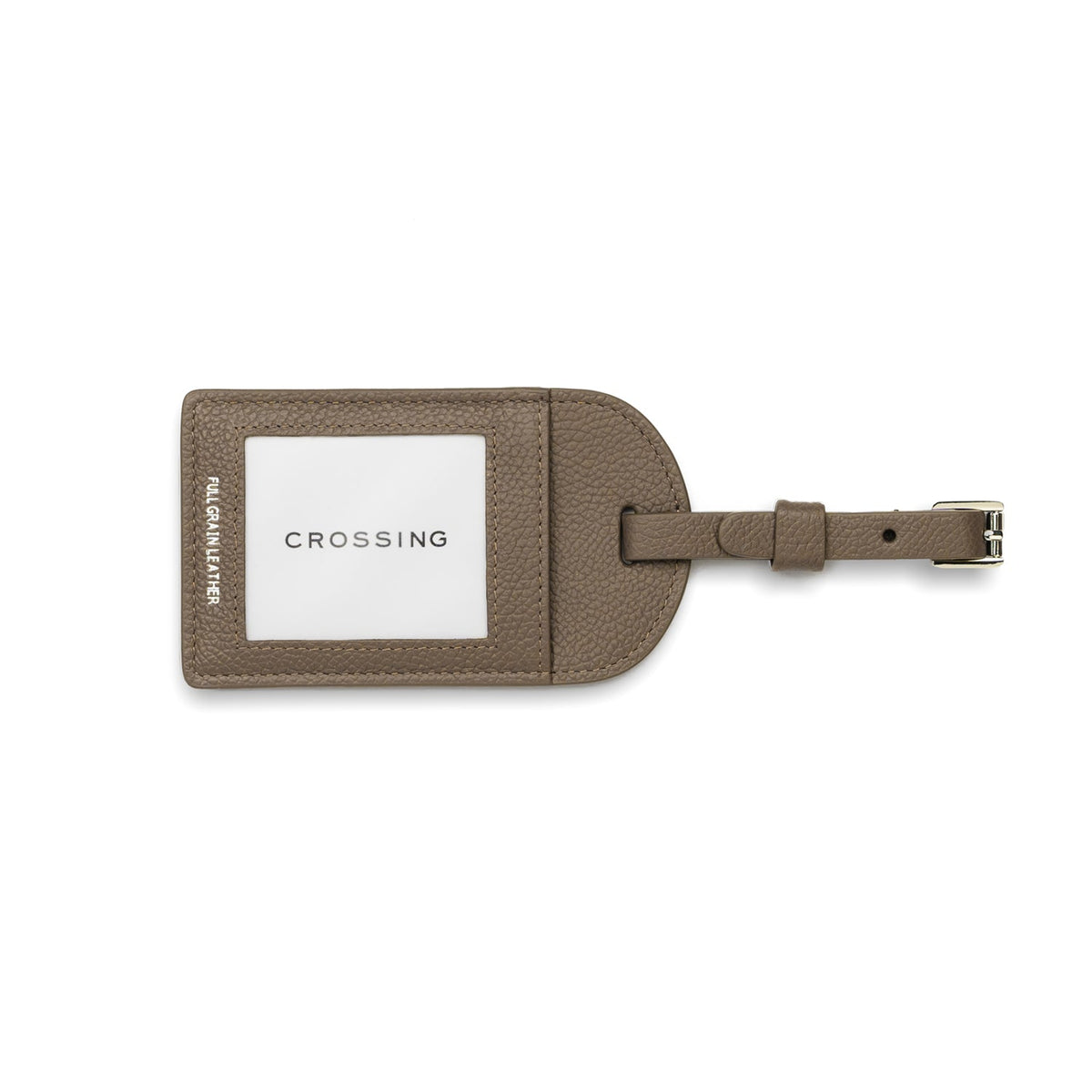 Crossing Milano Leather Luggage Tag - Dark Khaki