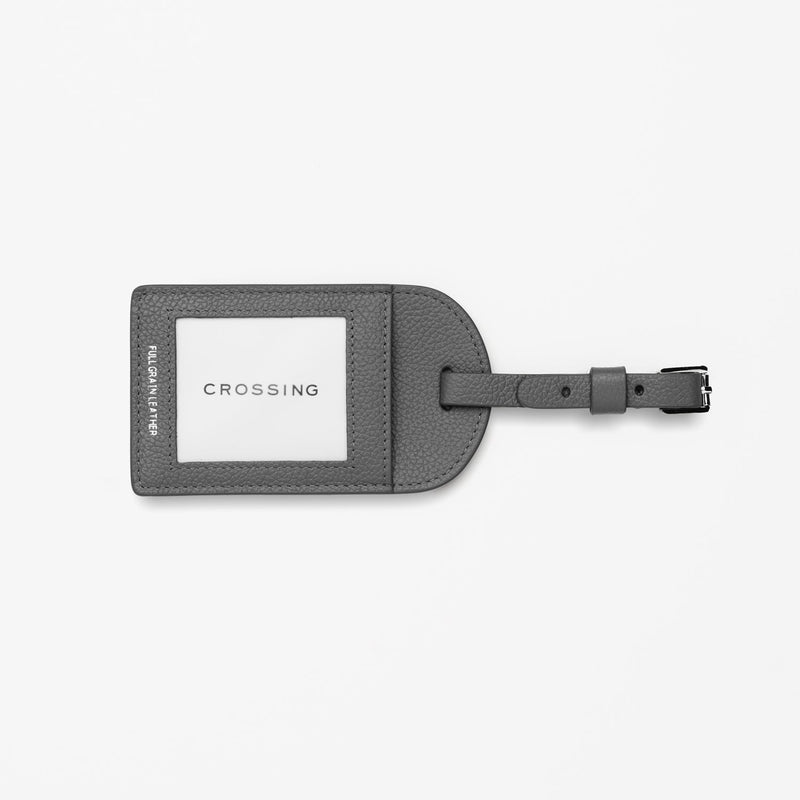 Crossing Milano Leather Luggage Tag - Grey