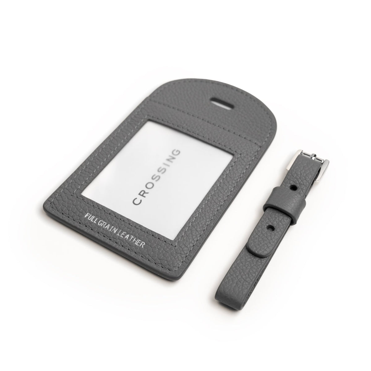 Crossing Milano Leather Luggage Tag - Grey