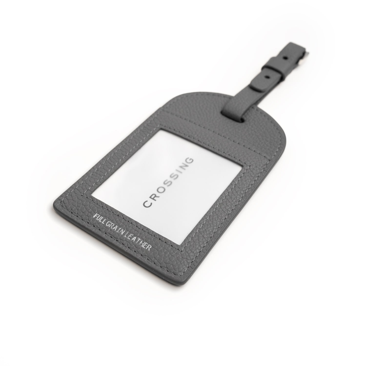Crossing Milano Leather Luggage Tag - Grey