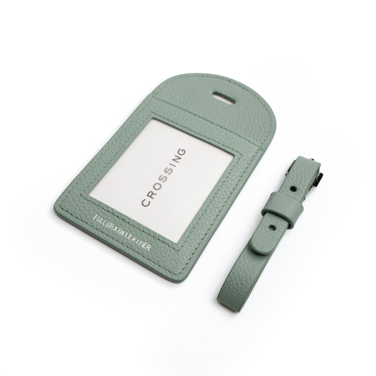Crossing Milano Leather Luggage Tag - Sage