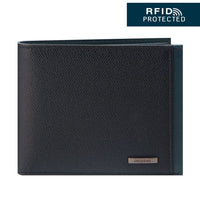 Crossing Modish Bi-fold Leather Wallet With Coin Pouch RFID - Black/Teal