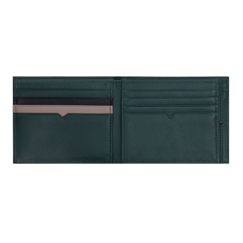Crossing Modish Bi-fold Leather Wallet With Flap And Coin Pouch RFID - Black/Teal