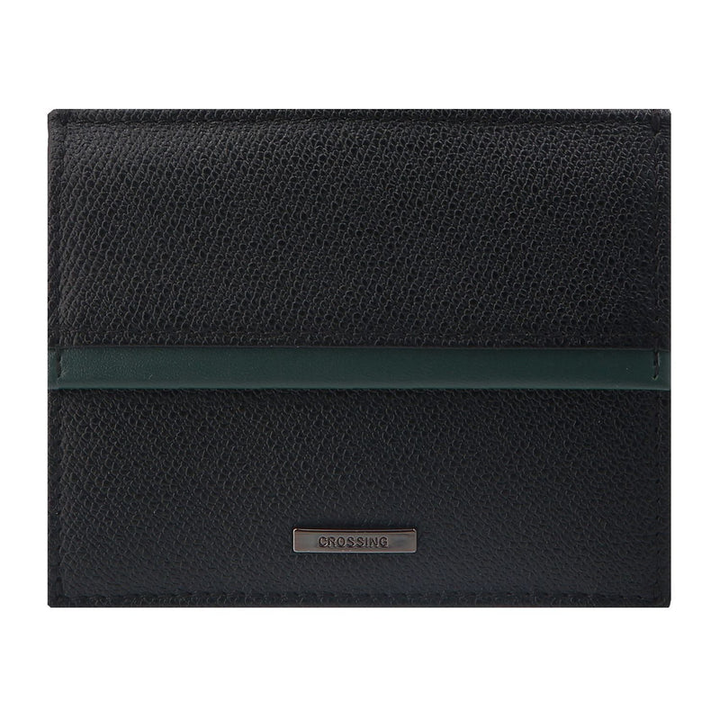 Crossing Modish Leather Coin Pouch With Card Case - Black/Teal