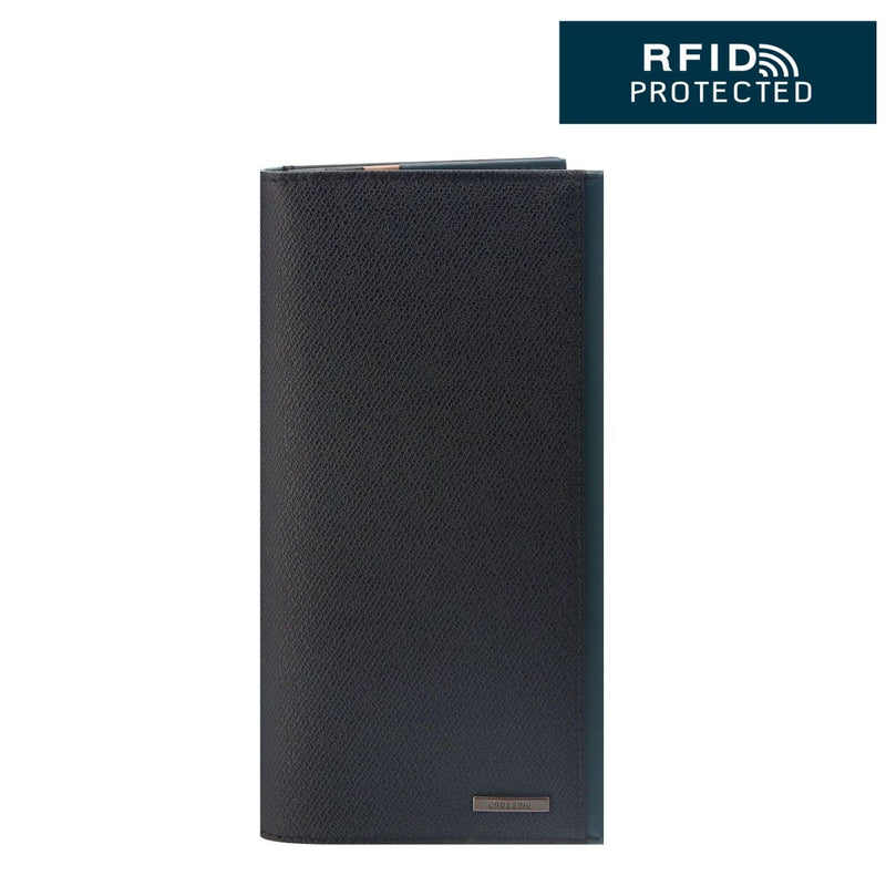 Crossing Modish Long Leather Wallet RFID - Black/Teal