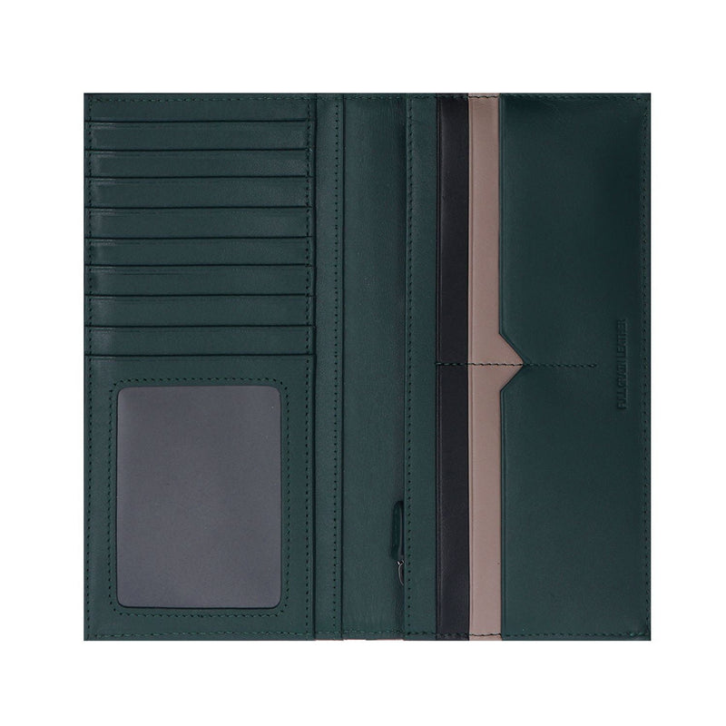Crossing Modish Long Leather Wallet RFID - Black/Teal