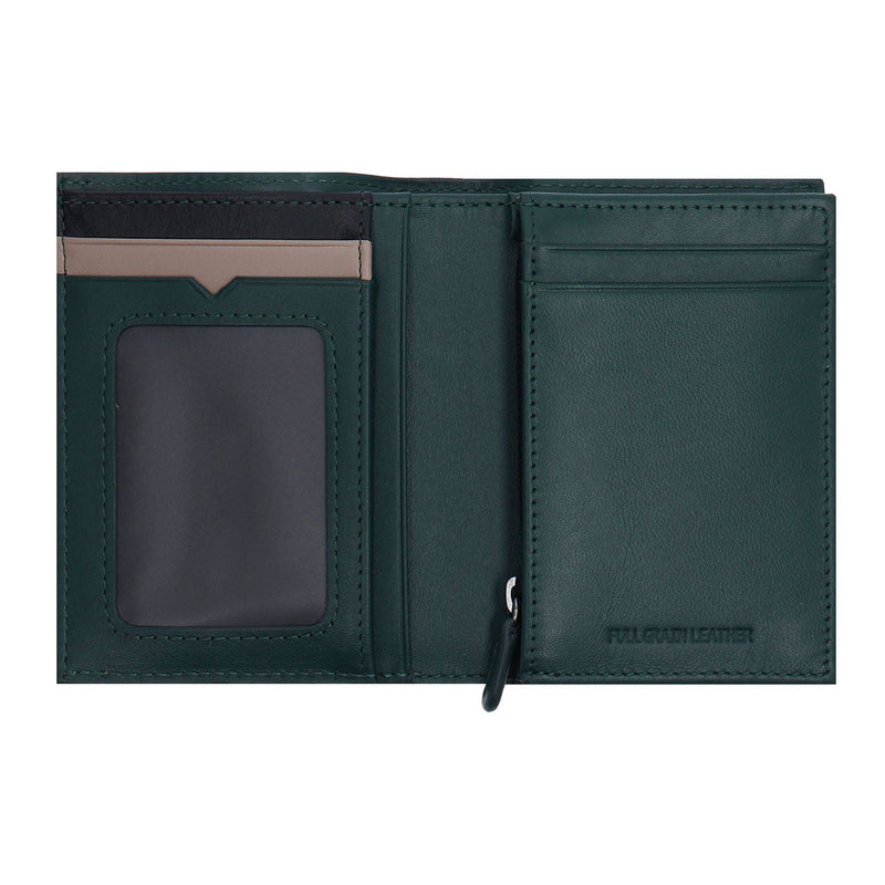 Crossing Modish Short Leather Wallet With Coin Pouch RFID - Black/Teal