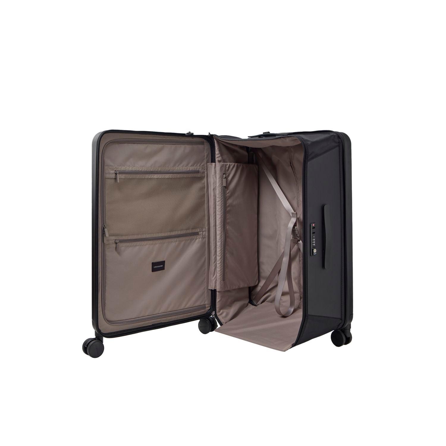 Crossing Ori Collapsible Polycarbonate 26" Medium Luggage - Black