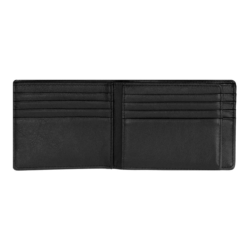 Crossing Prime Bi-Fold Leather Wallet With Flap [17 Card Slots] - Black