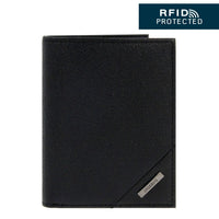 Crossing Riforma Short Leather Wallet With Coin Pouch RFID - Black