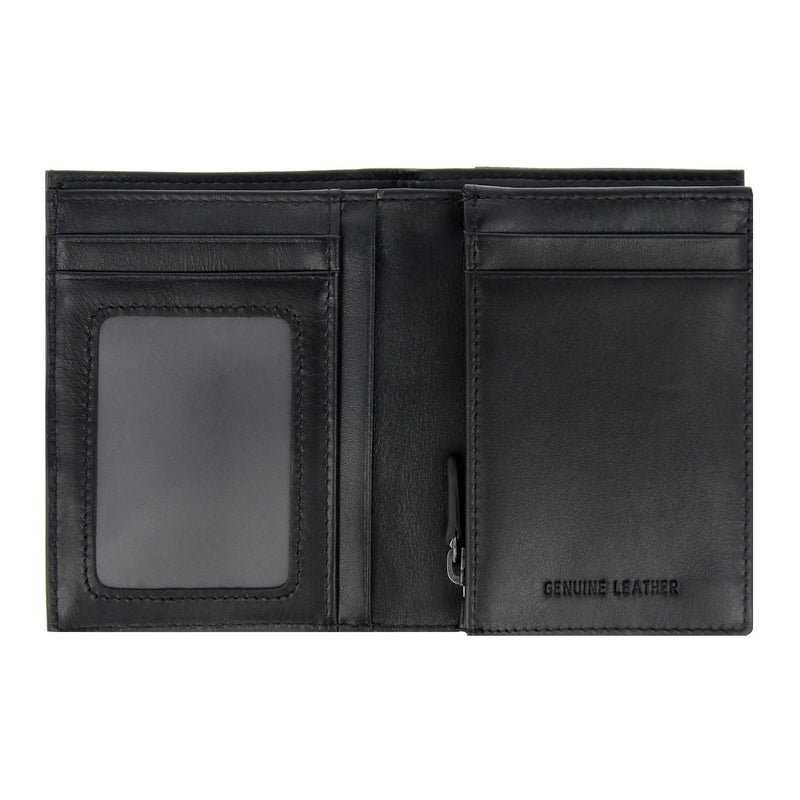 Crossing Riforma Short Leather Wallet With Coin Pouch RFID - Black