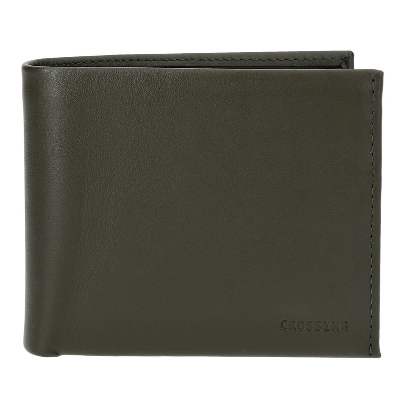 Crossing Sydney Bi-Fold Leather Wallet With Flap And Coin Pouch Rfid - Khaki
