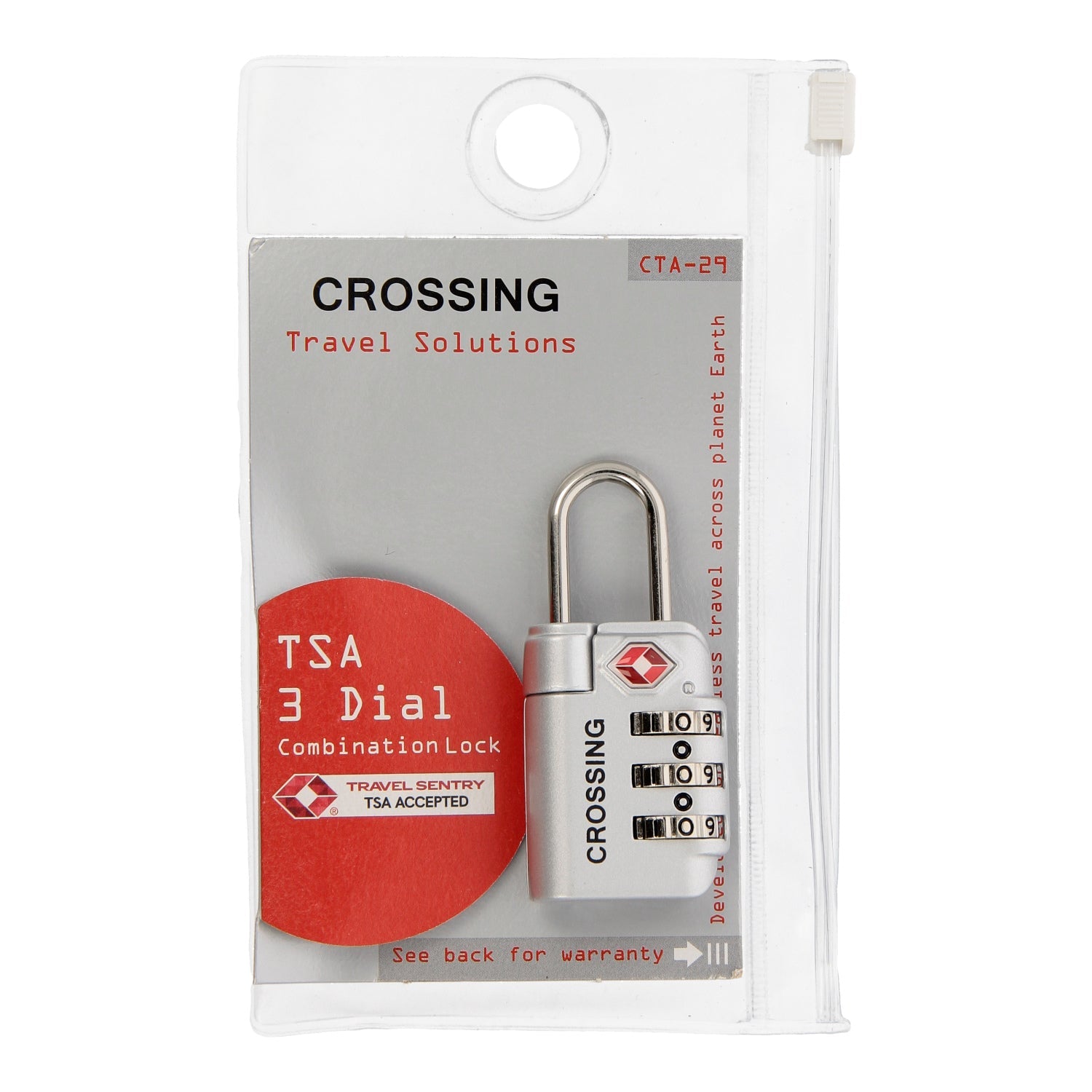 Crossing Travel Sentry Approved 3-Dial Combo Lock (Silver)