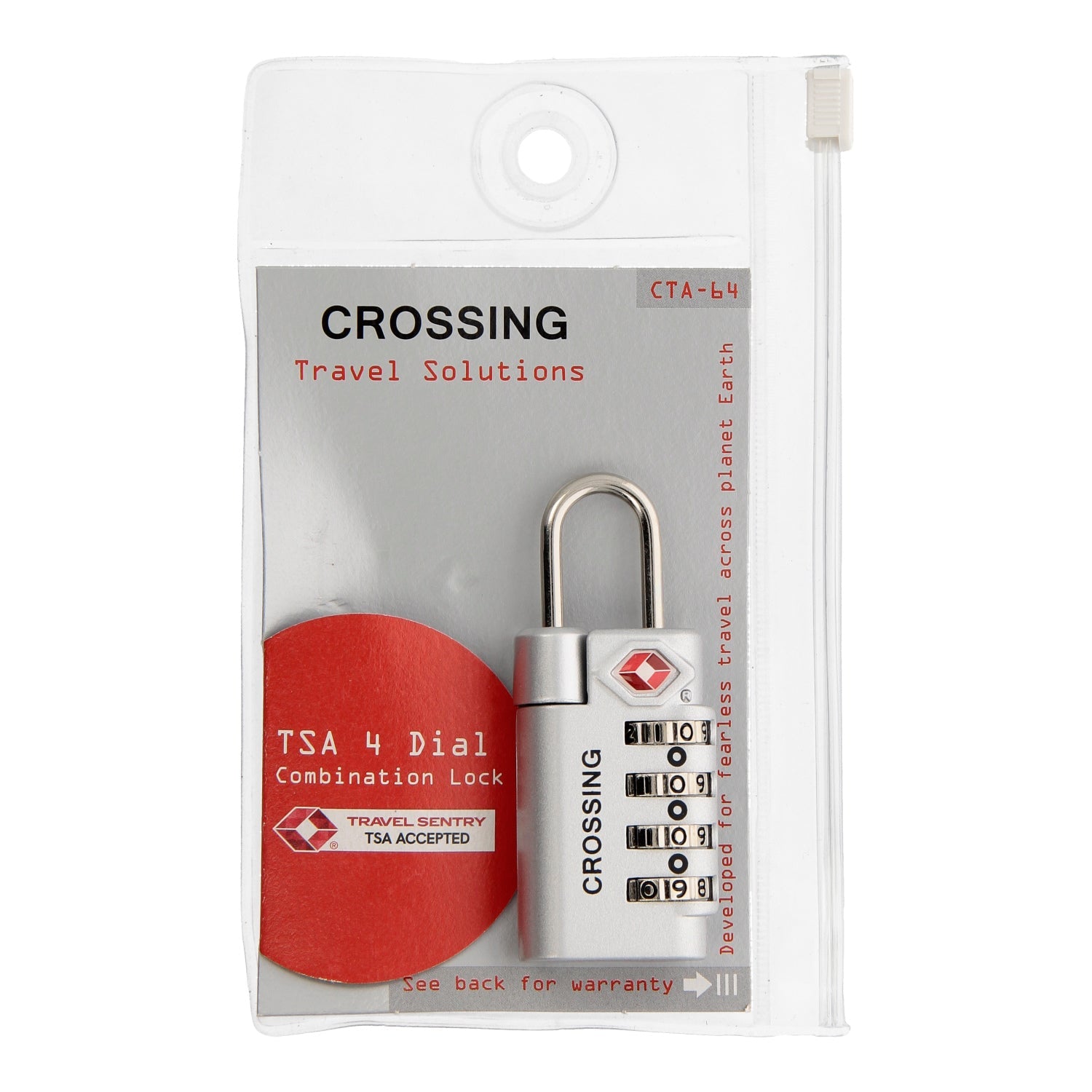 Crossing Travel Sentry Approved 4 Dial Combination Lock (Silver)