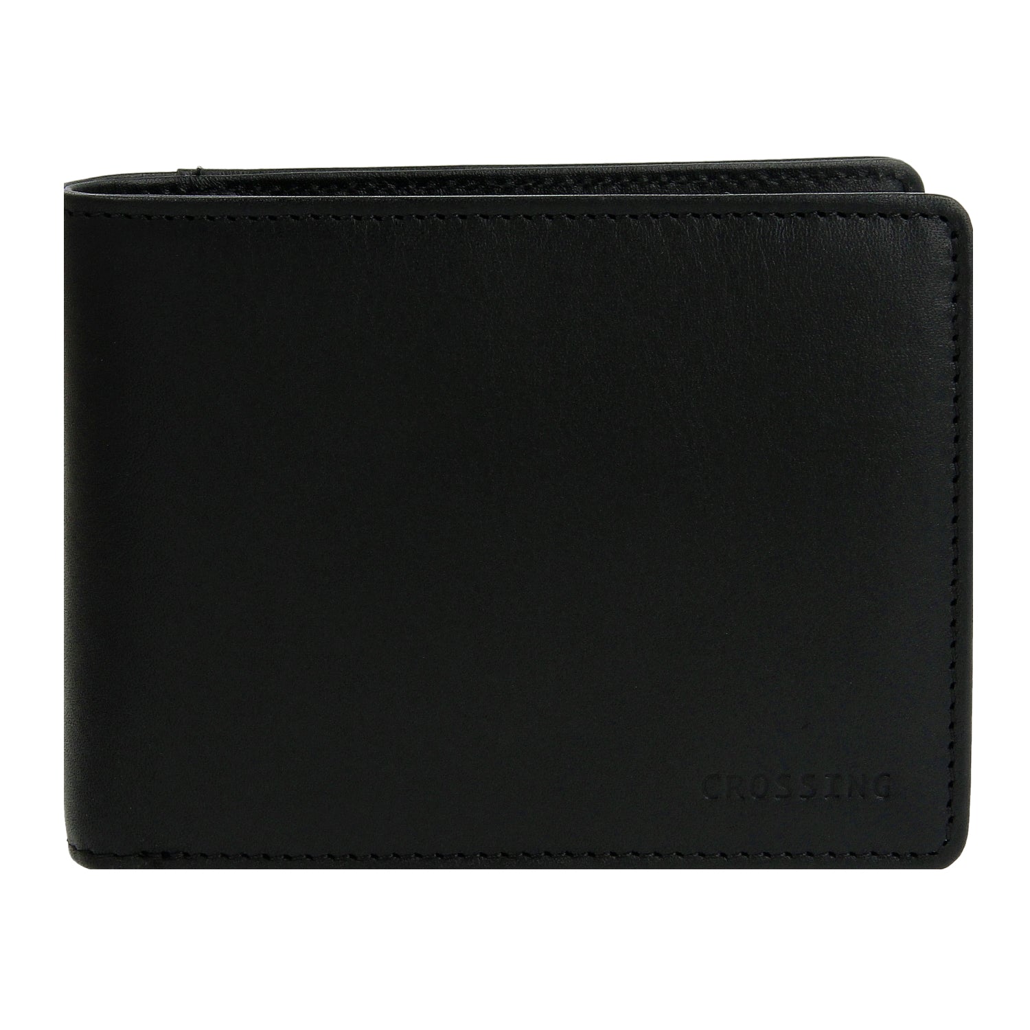 Crossing Vintage Slim Leather Wallet With Coin Pocket [5 Card Slots] - Black