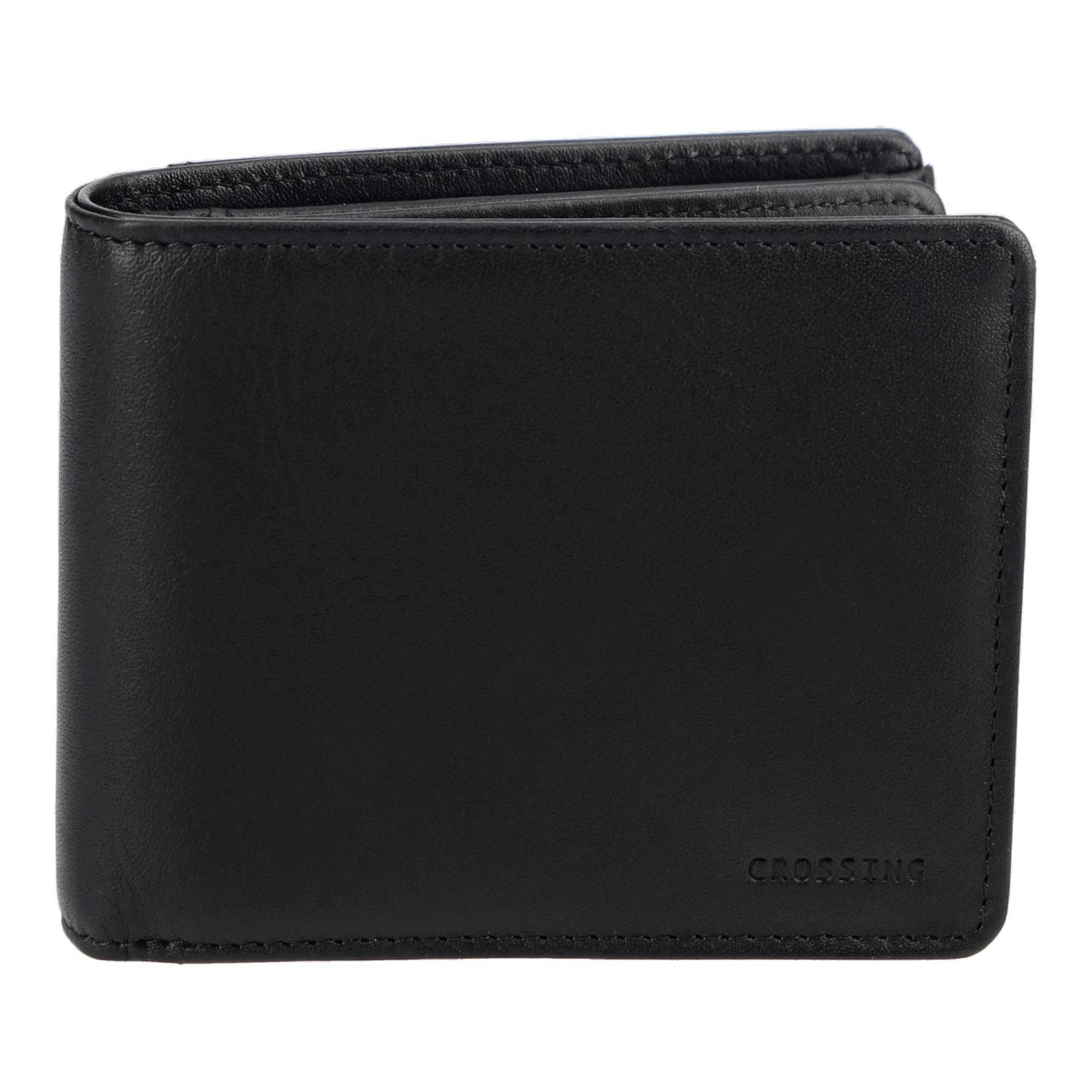 Crossing Vintage Slim Leather Wallet With Coin Pocket [8 Card Slots] - Black