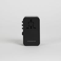 Crossing World Travel Adaptor 70W with 2 X USB-A + 2 X USB-C with Built-In Type C Cable - Black