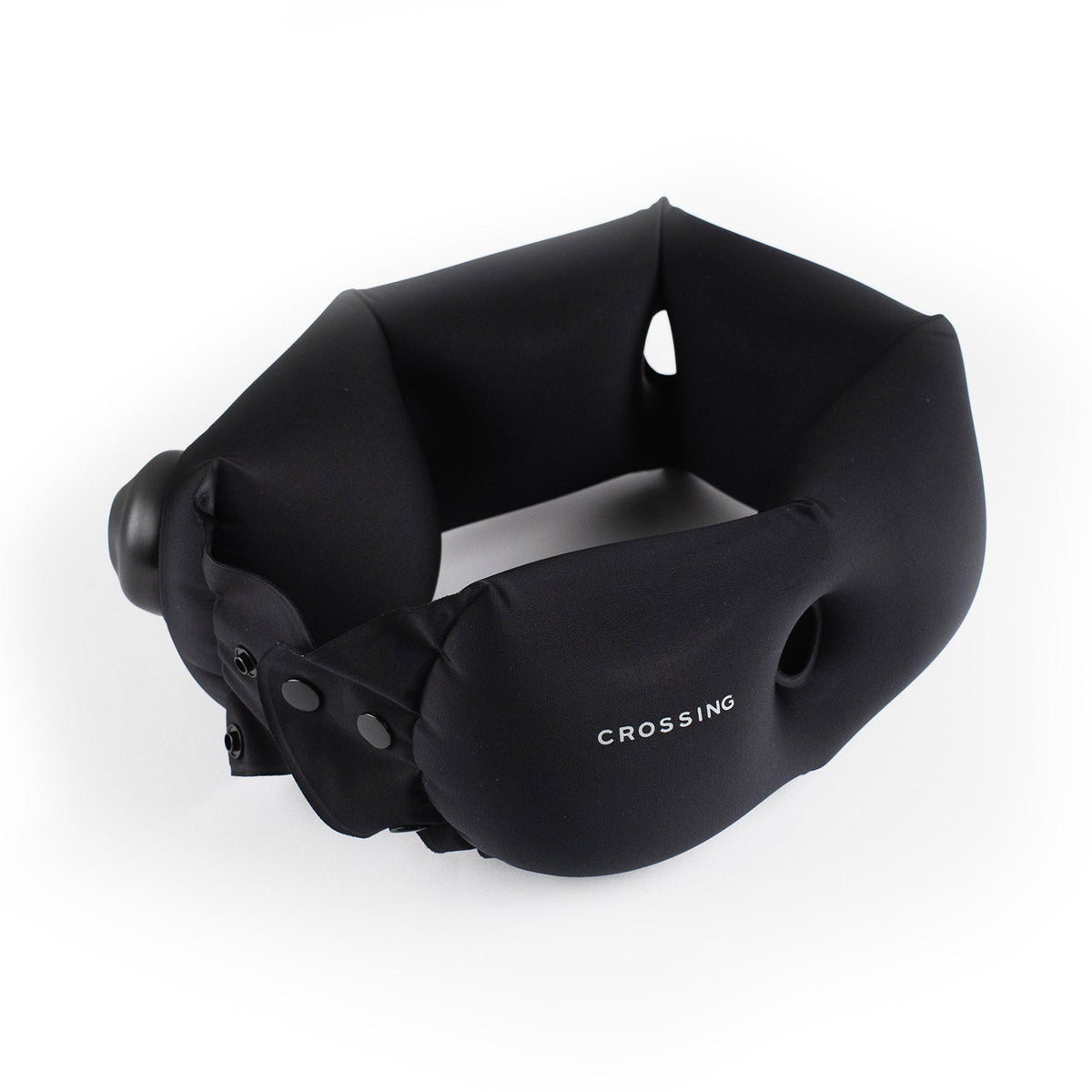 Crossing Inflatable Air Pump Neck Travel Pillow - Black