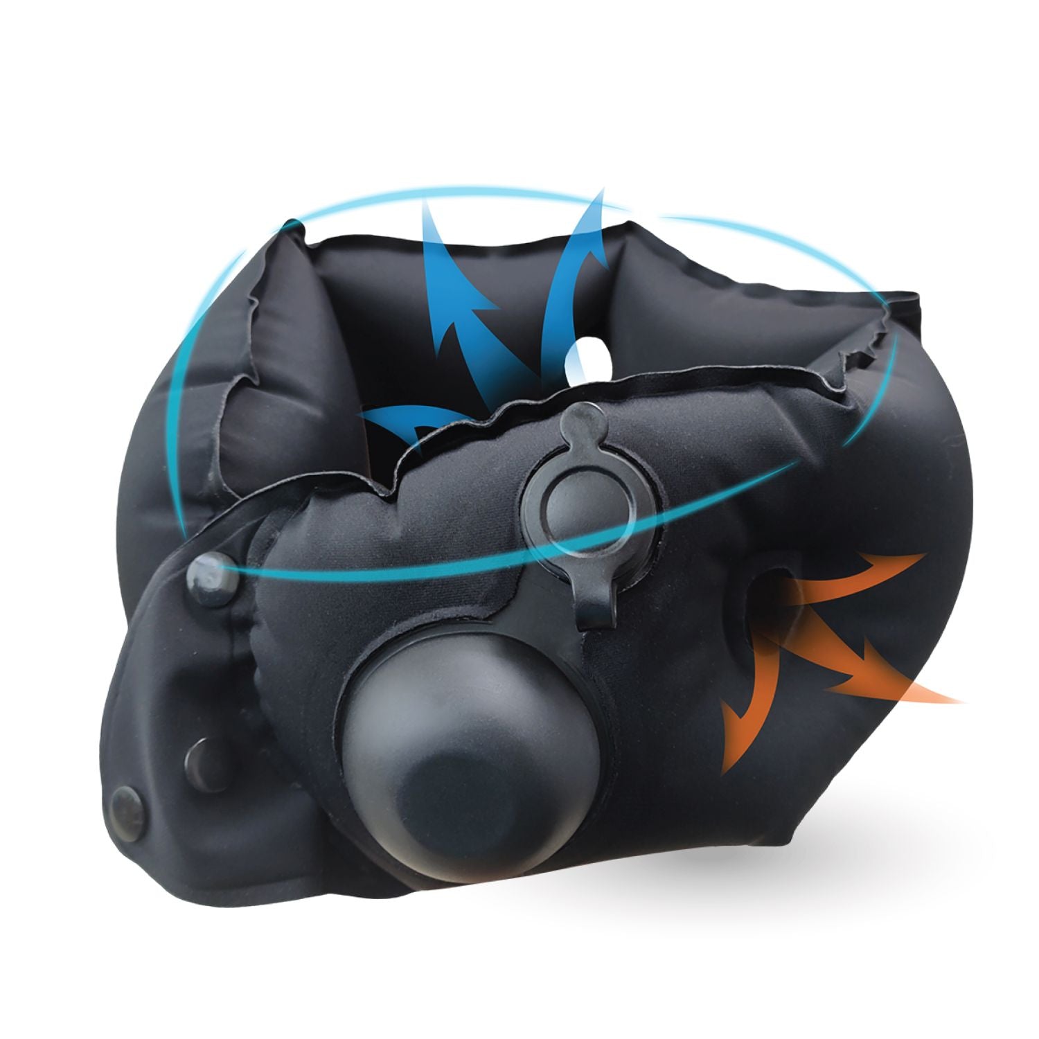 Crossing Inflatable Air Pump Neck Travel Pillow - Black