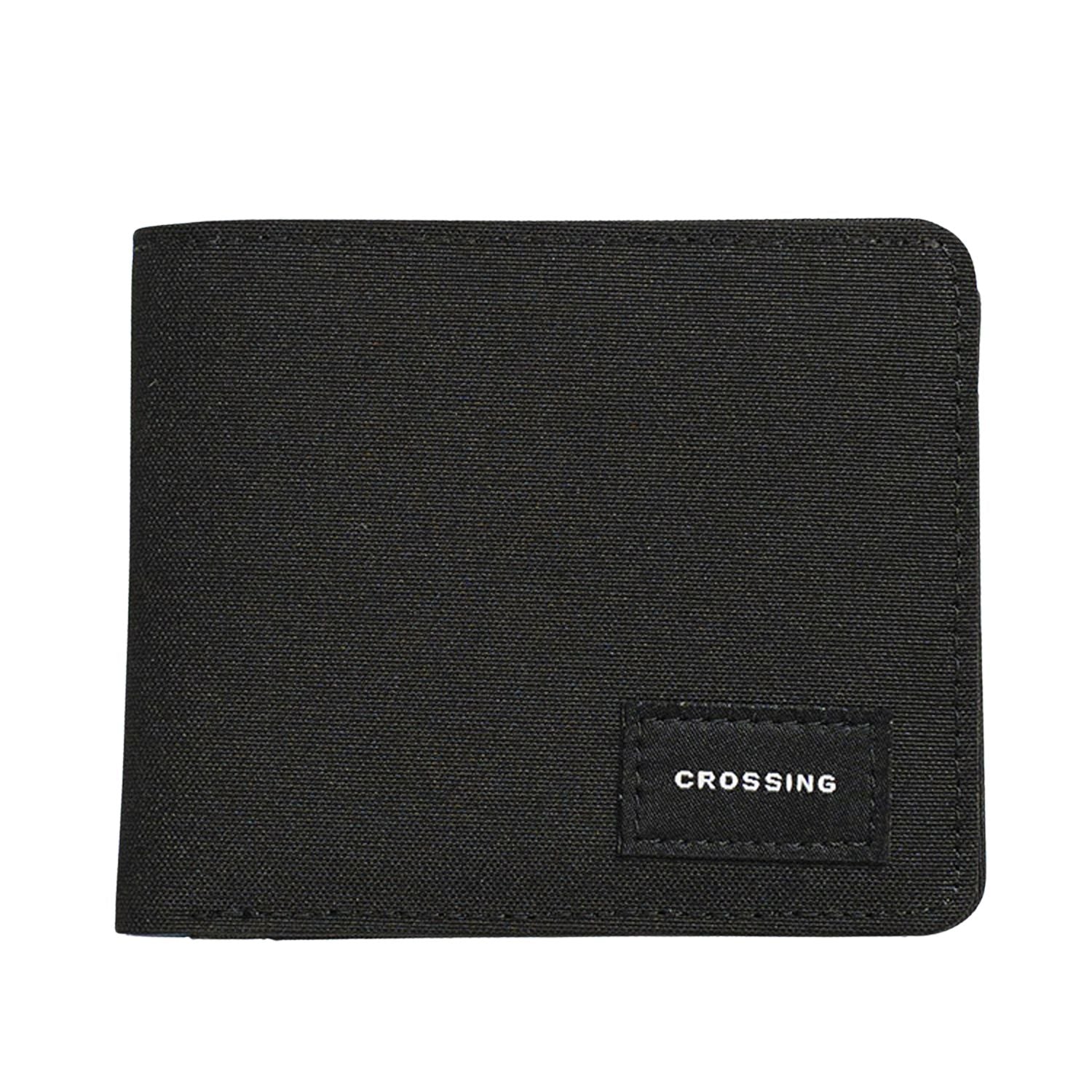 Crossing Bifold Wallet with Coin Pocket & Card Flap RFID - Black
