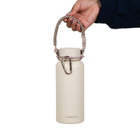 Crossing Paracord Bottle Carrier Strap with Carabiner - Beige