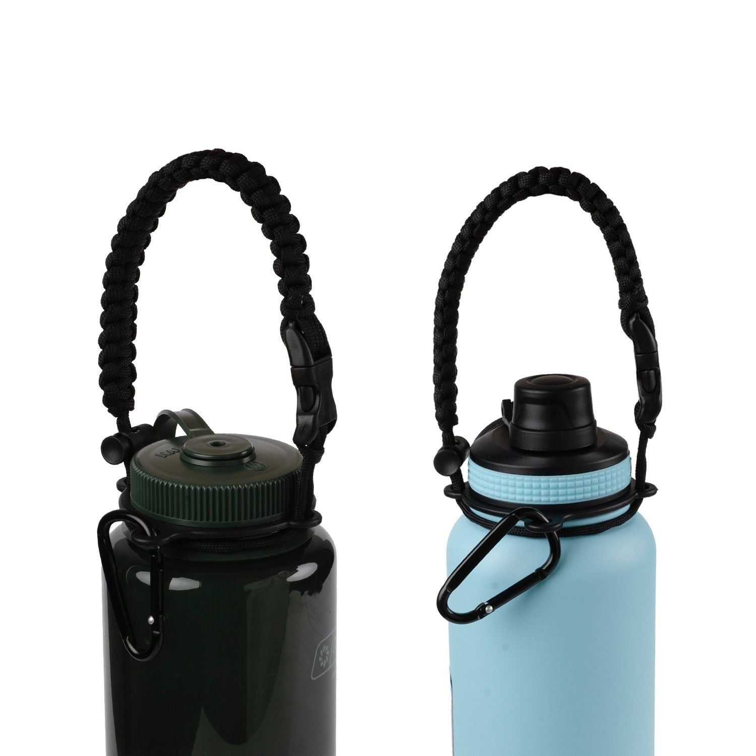 Crossing Paracord Bottle Carrier Strap with Carabiner - Dark Green