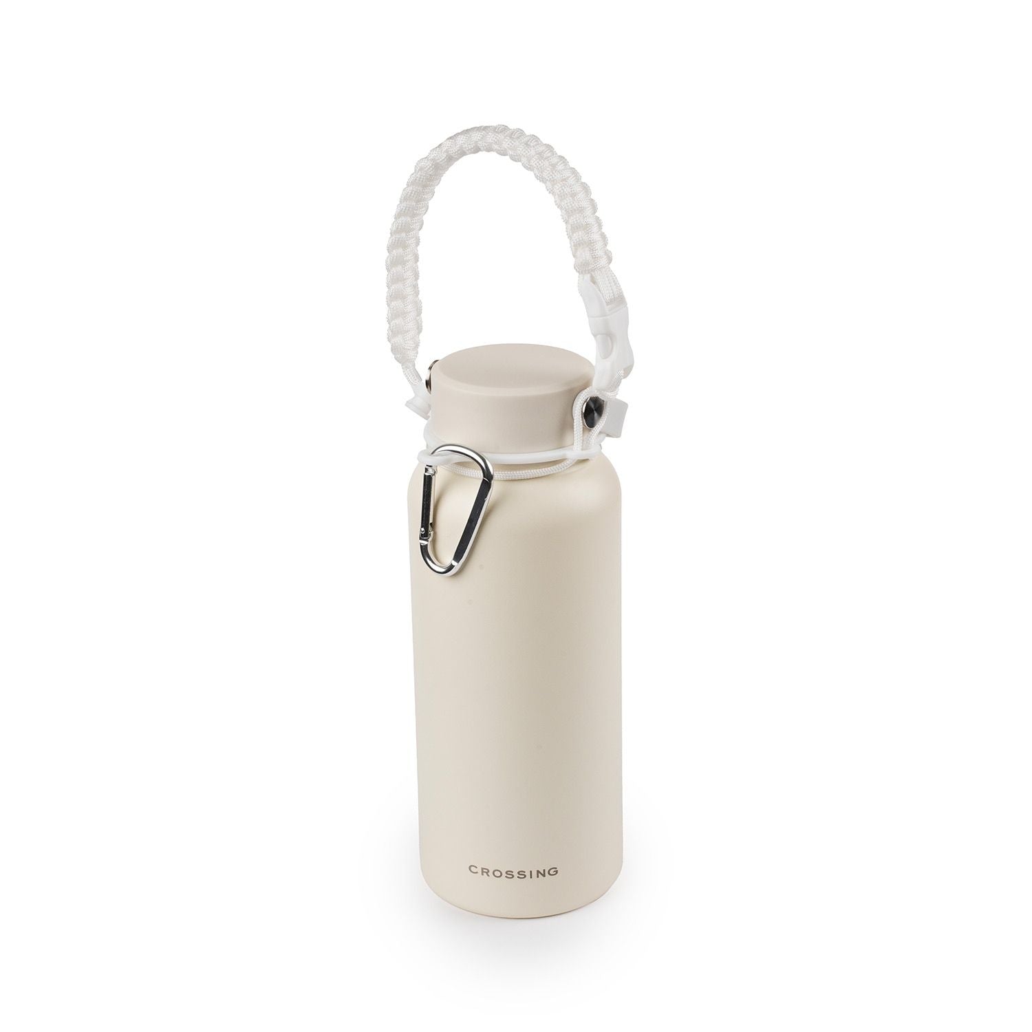 Crossing Paracord Bottle Carrier Strap with Carabiner - White