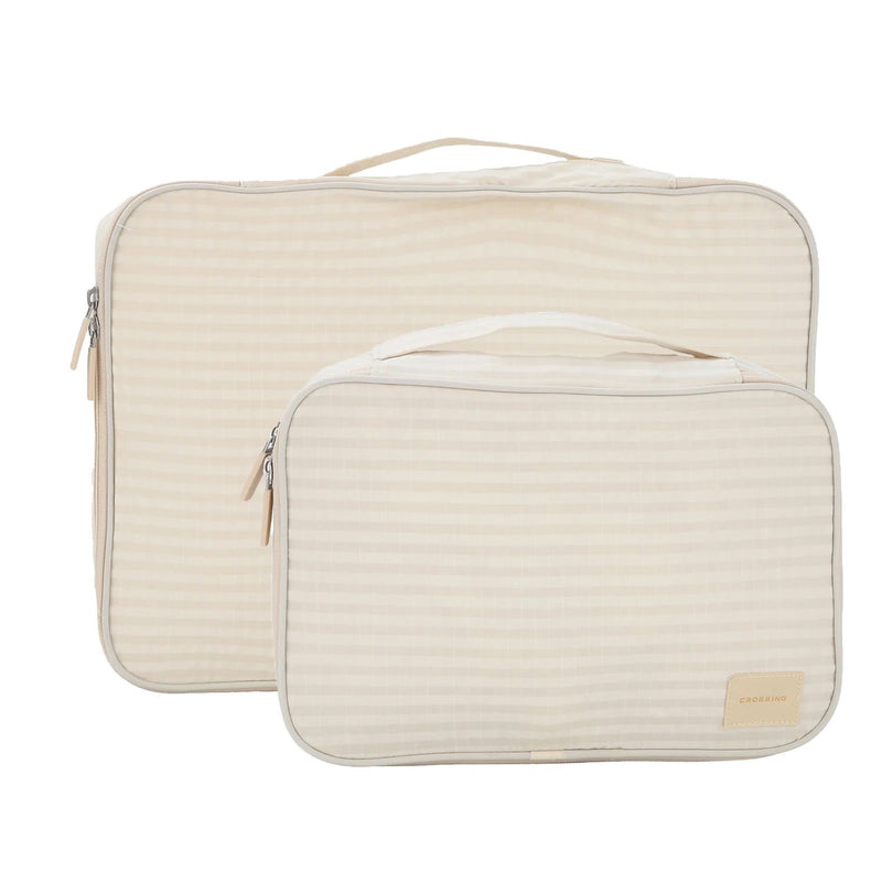 Crossing Waterproof Rayon Checked Packing Cube Set (2-Piece Set) - Beige